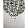 LAMPADARIO SOSPENSIONE VETRO BOEMIA INCAMICIATO OPALINO VERDE DECORO FLOREALE 50