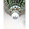 LAMPADARIO SOSPENSIONE VETRO BOEMIA INCAMICIATO OPALINO VERDE DECORO FLOREALE 50