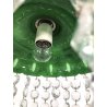 LAMPADARIO SOSPENSIONE VETRO BOEMIA INCAMICIATO OPALINO VERDE DECORO FLOREALE 50