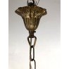LAMPADARIO SOSPENSIONE VETRO BOEMIA INCAMICIATO OPALINO VERDE DECORO FLOREALE 50