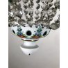 LAMPADARIO SOSPENSIONE VETRO BOEMIA INCAMICIATO OPALINO VERDE DECORO FLOREALE 50