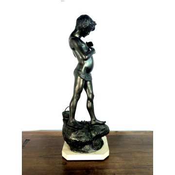 ANTICA SCULTURA ANTIMONIO G. De Martino "Giovine pescatoriello" ART DECO' '900