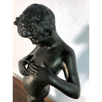 ANTICA SCULTURA ANTIMONIO G. De Martino "Giovine pescatoriello" ART DECO' '900