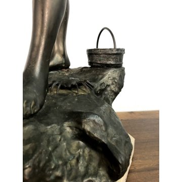 ANTICA SCULTURA ANTIMONIO G. De Martino "Giovine pescatoriello" ART DECO' '900