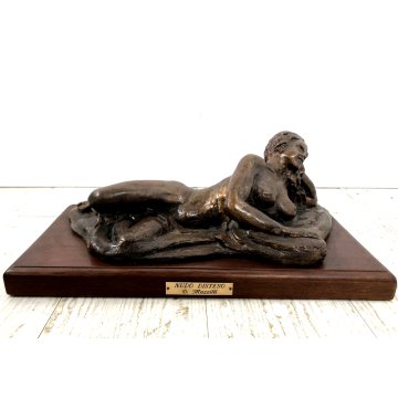 SCULTURA BRONZO DORATO FIGURA FEMMINILE Domenico Mazzilli "Nudo disteso" '900