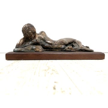 SCULTURA BRONZO DORATO FIGURA FEMMINILE Domenico Mazzilli "Nudo disteso" '900