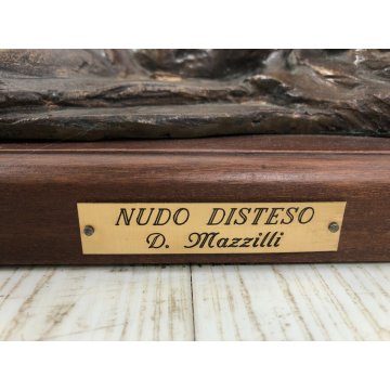 SCULTURA BRONZO DORATO FIGURA FEMMINILE Domenico Mazzilli "Nudo disteso" '900