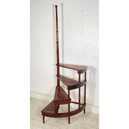 ANTICA GROSSA SCALA INGLESE DA LIBRERIA LEGNO SCALETTA 4 SCALINI PRIMI 1900 OLD