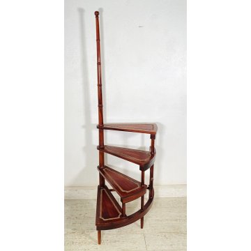 ANTICA GROSSA SCALA INGLESE DA LIBRERIA LEGNO SCALETTA 4 SCALINI PRIMI 1900 OLD