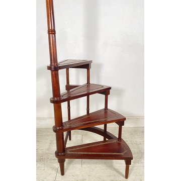 ANTICA GROSSA SCALA INGLESE DA LIBRERIA LEGNO SCALETTA 4 SCALINI PRIMI 1900 OLD