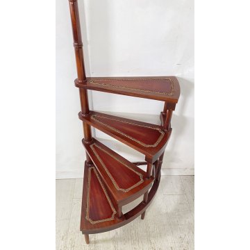 ANTICA GROSSA SCALA INGLESE DA LIBRERIA LEGNO SCALETTA 4 SCALINI PRIMI 1900 OLD