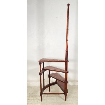 ANTICA GROSSA SCALA INGLESE DA LIBRERIA LEGNO SCALETTA 4 SCALINI PRIMI 1900 OLD
