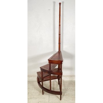ANTICA GROSSA SCALA INGLESE DA LIBRERIA LEGNO SCALETTA 4 SCALINI PRIMI 1900 OLD