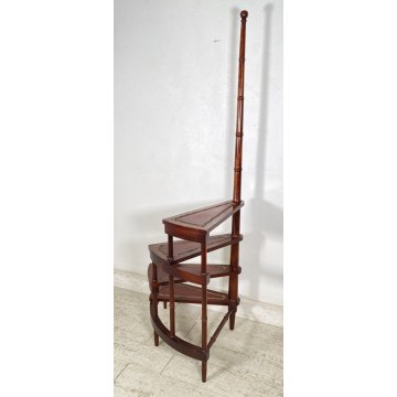 ANTICA GROSSA SCALA INGLESE DA LIBRERIA LEGNO SCALETTA 4 SCALINI PRIMI 1900 OLD