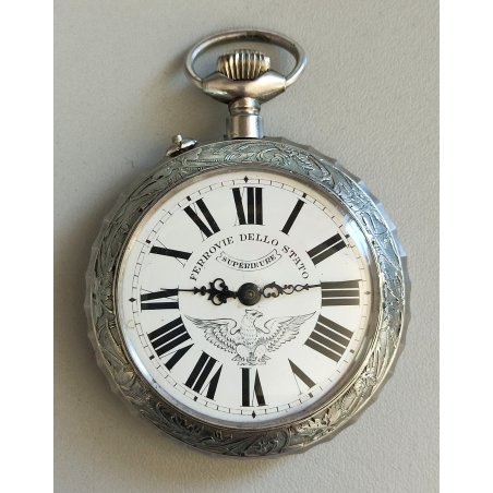ANTICO OROLOGIO TASCA Superieure FS Ferrovie EPOCA '900 vintage BIG POCKET WATCH