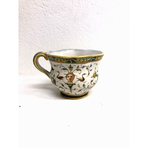 ANTICO VASO BROCCA VERSATOIO MAIOLICA A. Minghetti DECORO a RAFFAELLESCHE '20