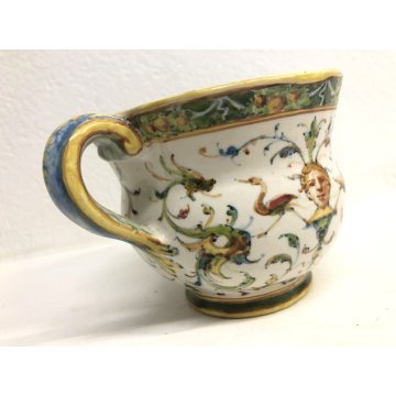 ANTICO VASO BROCCA VERSATOIO MAIOLICA A. Minghetti DECORO a RAFFAELLESCHE '20