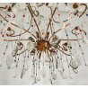 ANTICO LAMPADARIO FERRO BATTUTO VETRO FINE 1800 GOCCE LAMPADA SOFFITTO LIBERTY