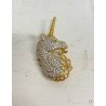 SPILLA UNICORNO CRISTALLI SMALTO PLACATO ORO VINTAGE SWAROVSKI SCS PIN