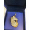 SPILLA UNICORNO CRISTALLI SMALTO PLACATO ORO VINTAGE SWAROVSKI SCS PIN