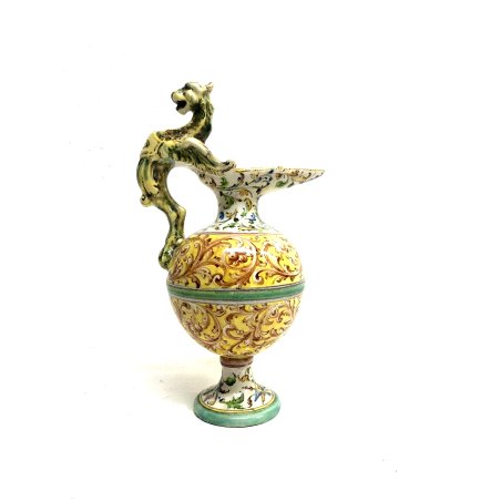 ANTICO VASO MAIOLICA A. Minghetti BROCCA GRIFONE DECORO a RAFFAELLESCHE '20