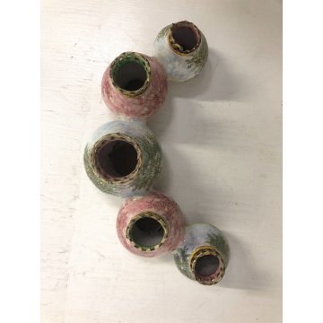 SET 3 VASO ANTICA MAIOLICA A. Minghetti DECORO TRAFORATO PAESAGGI RAFFAELLESCHE