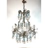 LAMPADARIO SOFFITTO VETRO MURANO MELE AZZURRO GOCCE GLASS LAMP 6 LUCI PRIMO '900