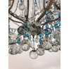 LAMPADARIO SOFFITTO VETRO MURANO MELE AZZURRO GOCCE GLASS LAMP 6 LUCI PRIMO '900