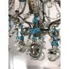 LAMPADARIO SOFFITTO VETRO MURANO MELE AZZURRO GOCCE GLASS LAMP 6 LUCI PRIMO '900