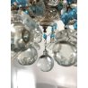 LAMPADARIO SOFFITTO VETRO MURANO MELE AZZURRO GOCCE GLASS LAMP 6 LUCI PRIMO '900