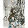 LAMPADARIO SOFFITTO VETRO MURANO MELE AZZURRO GOCCE GLASS LAMP 6 LUCI PRIMO '900