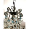 LAMPADARIO SOFFITTO VETRO MURANO MELE AZZURRO GOCCE GLASS LAMP 6 LUCI PRIMO '900