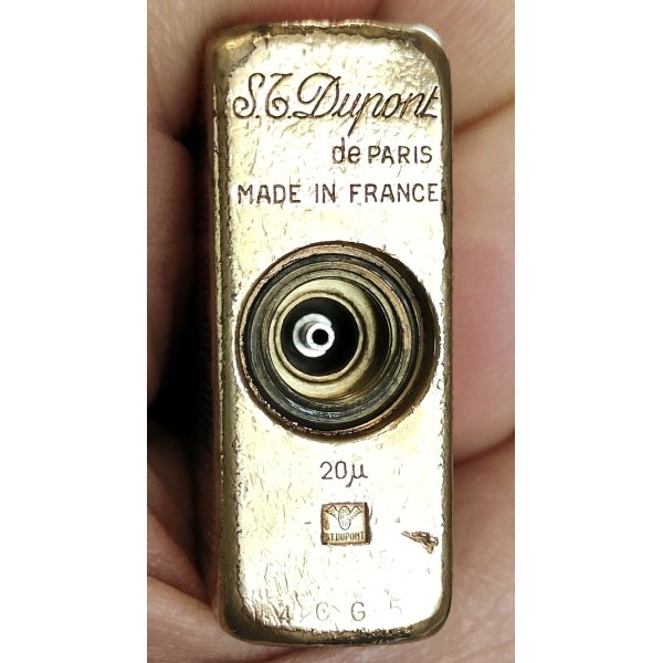 St Dupont ACCENDINO TASCA DORATO Paris France GOLDEN LIGHTER Briquet Plaque Or