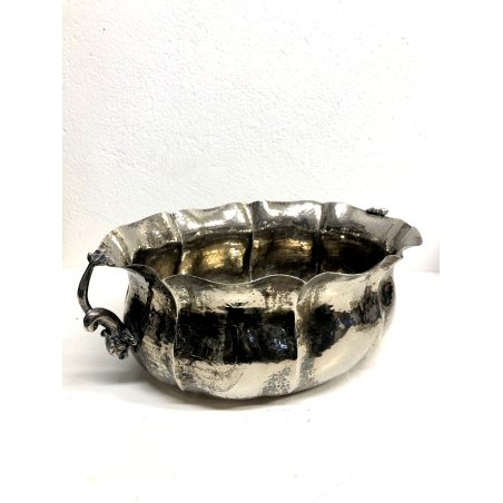 CENTROTAVOLA OVALE JARDINIERE SILVERPLATED A.B.M. BORDO MOSSO PRESE TRITONI '900