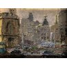 PICCOLO QUADRO DIPINTO OLIO Gino Mazzoli PAESAGGIO URBANO Madrid SPAGNA 1956