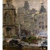 PICCOLO QUADRO DIPINTO OLIO Gino Mazzoli PAESAGGIO URBANO Madrid SPAGNA 1956
