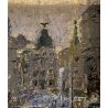 PICCOLO QUADRO DIPINTO OLIO Gino Mazzoli PAESAGGIO URBANO Madrid SPAGNA 1956