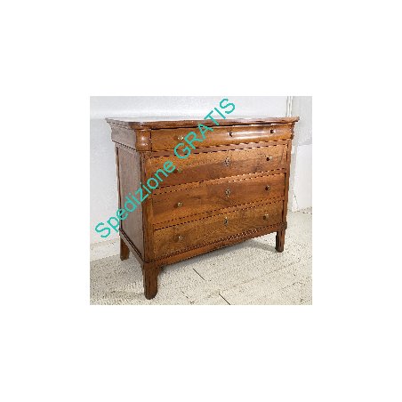 ANTICO COMO CASSETTONE 1800 CAPPUCCINO 4 CASSETTI LEGNO NOCE EPOCA 4 CASSETTI