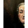 ANTICO DIPINTO OLIO TELA RITRATTO FEMMINILE NOBILDONNA ABITO NERO PRIMO '900