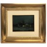 ANTICO QUADRO OLIO TAVOLA PAESAGGIO NOTTURNO "Dintorni della Barona" MILANO '900
