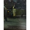 ANTICO QUADRO OLIO TAVOLA PAESAGGIO NOTTURNO "Dintorni della Barona" MILANO '900