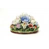 ANTICO OVALE PORCELLANA CAPODIMONTE DIPINTA MANO BOUQUET FLEURS FIORI ROSE '900