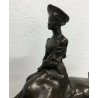 ANTICO BRONZO CAVALLO CON DAMA SCULTURA PAOLO TROUBETZKOY FIRMATA 1900 EPOCA OLD