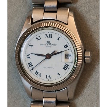 OROLOGIO POLSO LUSSO Baume & Mercier BAUMATIC 1215 vintage ACCIAIO Lady WATCH