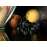 ANTICO GRANDE DIPINTO OLIO Piero Nardi NATURA MORTA FRUTTA VASO MURANO GUILLOCHE