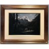 ANTICO QUADRO OLIO  PAESAGGIO ALPINO VEDUTA Monte Rosa  Alagna TRAMONTO