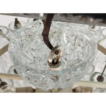 LAMPADARIO TRONCHI Toni Zuccheri VENINI 60 OLD ICE GLASS CHANDELIER Hanging Lamp