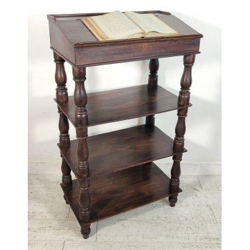 ANTICA ETAGERE scrittoio LEGGIO legno noce COLONNE TORNITE Luigi XVI epoca '800
