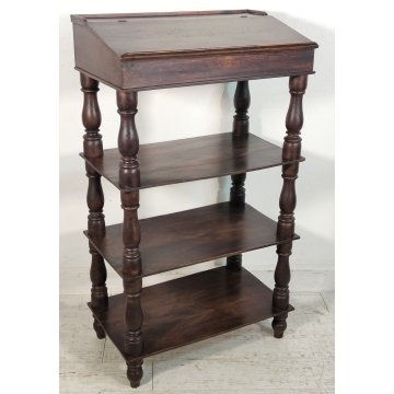 ANTICA ETAGERE scrittoio LEGGIO legno noce COLONNE TORNITE Luigi XVI epoca '800