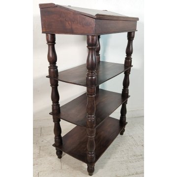 ANTICA ETAGERE scrittoio LEGGIO legno noce COLONNE TORNITE Luigi XVI epoca '800